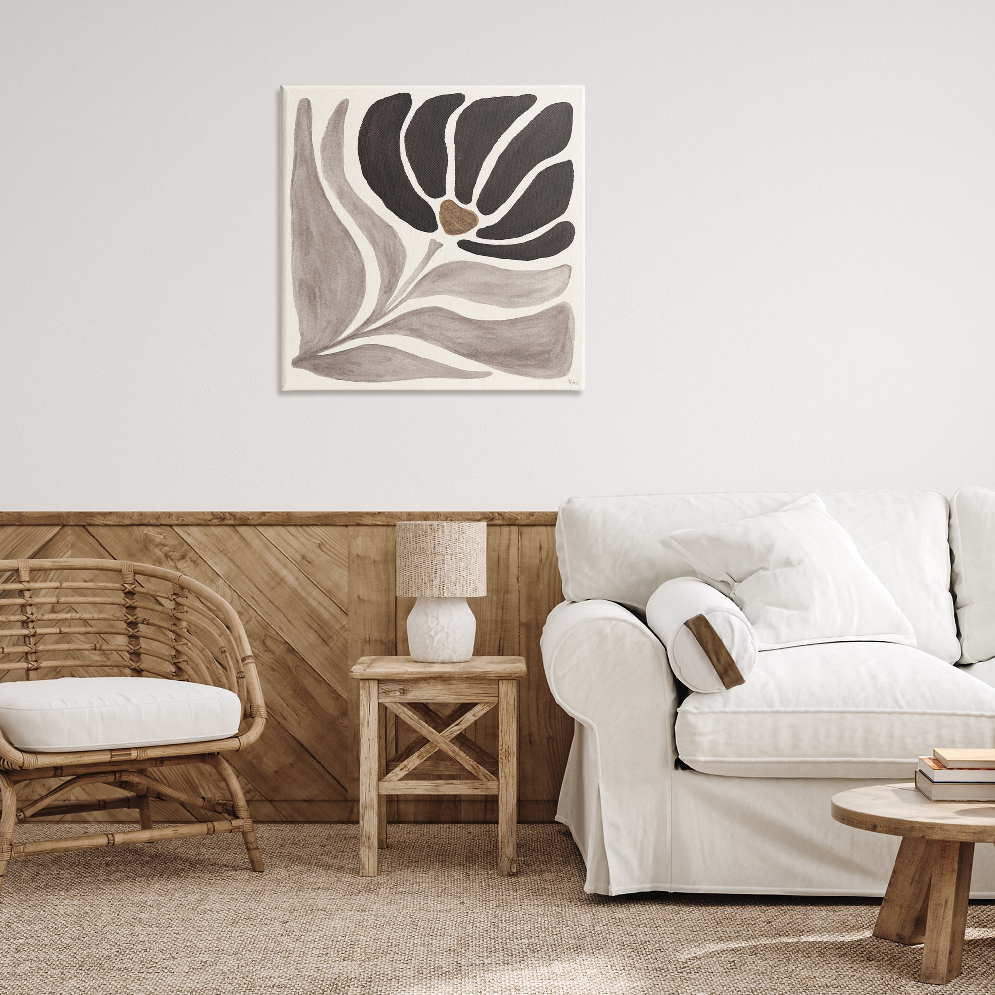 Stupell Industries Modern Neutral Bloom Botanical & Floral Painting Gallery Wrapped Canvas Art Print Wall Art, 30 x 30