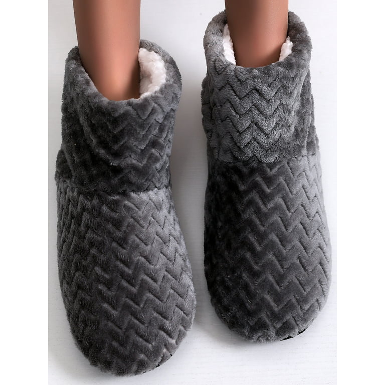 Woobling Women’s Slipper Boots Winter Fleece House Slippers Pull On Memory  Foam Outdoor Anti-Slip Ankle Bedroom Boot Slippers