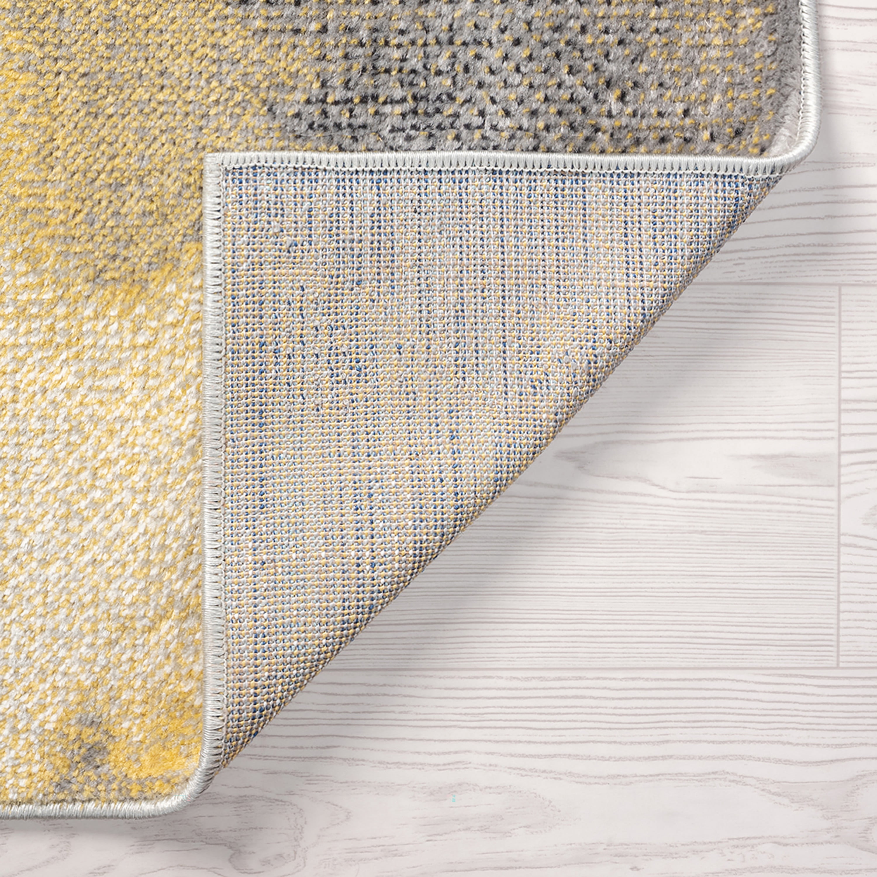 Contemporary 2x8 Area Rug (2'3'' x 7'3'') Abstract Yellow, Cream Indoor Runner Easy to Clean