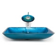 thumbnail image 4 of KRAUS Irruption Rectangular Glass Vessel Sink in Blue with Pop-Up Drain in Satin Nickel, 4 of 5