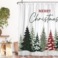 thumbnail image 3 of Nanqianyi Merry Christmas Shower Curtain,Snowy Pine Tree Winter Farmhouse Waterproof Bathroom Decor,with Hooks,60 W x72 H Inch, 3 of 7
