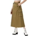 thumbnail image 4 of INSPIRE CHIC Women's Cargo Skirt Zip Midi Length with Pockets High Waisted Streetwear Casual Skirts, 4 of 6