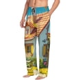 thumbnail image 2 of Uemuo Cozy Cartoon Backyard Pattern Men's Wide Leg Palazzo Lounge Pants with Pockets Light Weight Loose Comfy Casual Pajama Pants-X-Large, 2 of 9