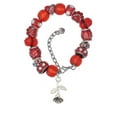 thumbnail image 2 of Delight Jewelry Silvertone Stemmed Rose Red Paw Print Bead Bracelet, 7"+2", 2 of 4