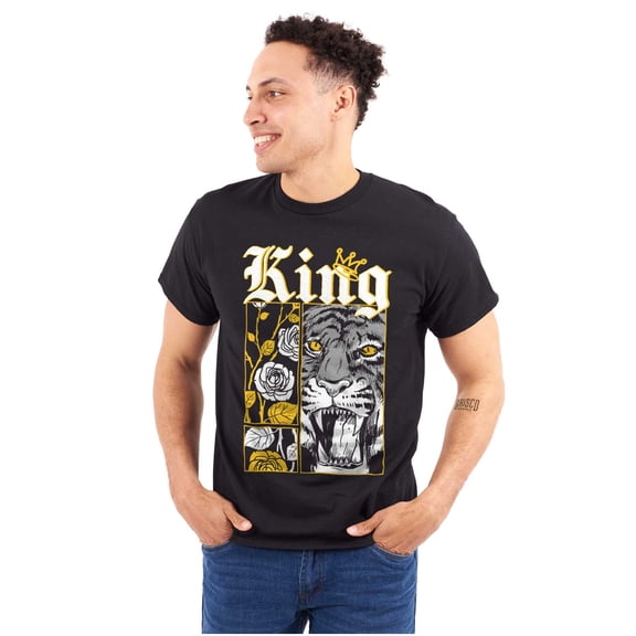 King Tiger Rose Thorns Comic Panels Men's Graphic T Shirt Tees Brisco Brands S