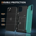 thumbnail image 4 of ShellTech Case for iPhone 15 Plus,Built-in Card Slot Case Shockproof Rubber Hybrid PC Flip Kickstand Heavy Duty Military Grade Armor Cover,Cyan, 4 of 8