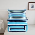thumbnail image 5 of Erosebridal Modern Geometric Line King Size Comforter Sets,Linear Stripes Comforters King Size,Navy Blue Reversible,3-Piece,1 Comforter and 2 Pillowcases, 5 of 7