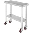 thumbnail image 6 of KFFKFF Silver Commercial Kitchen Workstation, 30x12x34 Inches, 700 LBS Weight Limit, Equipped with 4 Casters, 3 Height Adjustment Options, Robust Stainless Steel Food Preparation Table, 6 of 9