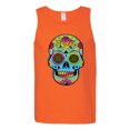 thumbnail image 2 of Wild Bobby, Colorful Floral Sugar Skull Streetwear Mens Graphic Tank Top, Orange, 2XL, 2 of 3