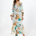 thumbnail image 1 of WILLBEST Vestido Bohemio De Manga Larga Con Cuello En V Y Estampado Floral, Cintura Alta, Informal, Para Verano Y Primavera, 1 of 3