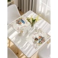 thumbnail image 5 of Birds Floral Placemats Set of 6, Farmhouse Vintage Pink Flower Leaf Placemats for Dining Table, Place Mats for Kitchen Tabletop, Waterproof Wipeable Dining Table Mats Set, 5 of 9