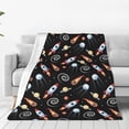 thumbnail image 1 of Fotbe Space Rocket Manta de Franela Acolchonada con Estampado, Súper Suave y Esponjosa, Extra Grande para Sofá, Cama, Uso Todo el Año-80"x60", 1 of 7