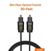 50ft Optical Digital Audio Cable,CableCreation Thin Fiber Optic Toslink Cord, Slim Optical Fiber S/PDIF Compatible with Home Theater, Sound Bar, TV, PlayStation, Xbox, VD/CD Player, Game Console