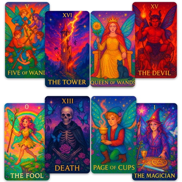 Baraja de Tarot CRAFTERIAN Rainbow Fairy 78 cartas con guía
