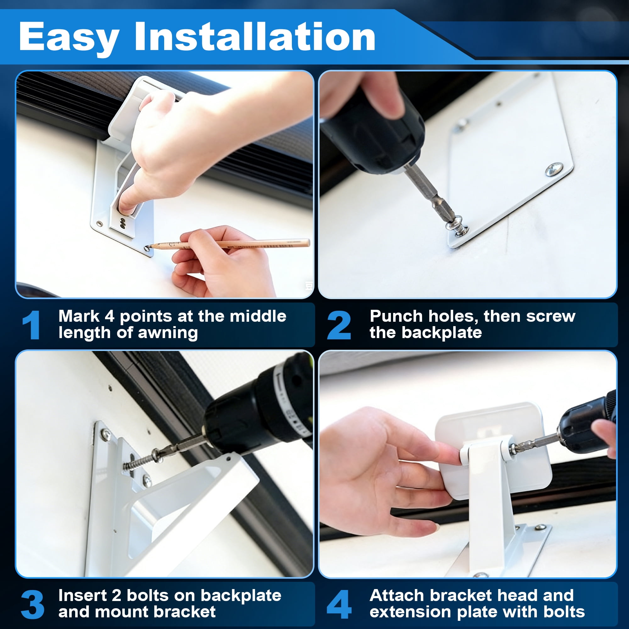 Unique Bargains RV Awning Support Roller Cradle Center Bracket White