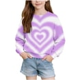 thumbnail image 2 of Fall Loose Tops for Girl Heart Printed Color Contrast Long Sleeve Crew Neck Fashion Casual Pullover Top for Daily Wear Multicolor 06 7-8 Years, 2 of 7