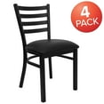 thumbnail image 3 of Flash Furniture HERCULES Vinyl Ladder Back Metal Restaurant Chair Black 4/Pack (4XUDG694BBKV), 3 of 9