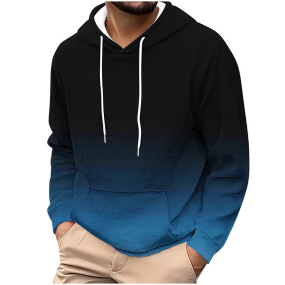 Hoodies for Men Loose Fit Gradient Hoodies Pullover Long Sleeve Hooded Collar Drawstring Casual Sweatshirt &Christmas Tshirts