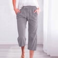 thumbnail image 2 of Women Fashion High Waisted Wide Leg Pants Drawstring Elastic Trousers Comfy Straight Leg Long Pants With Pockets, 2 of 5