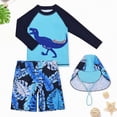 thumbnail image 2 of KPOPLK Boys Two Pieces Swimsuit Set Long Sleeve Kids Rash Guard Dinosaur Boys Bathing Suit with Sun Cap for 2-6 Years(Mint Green,9-10 Years), 2 of 9
