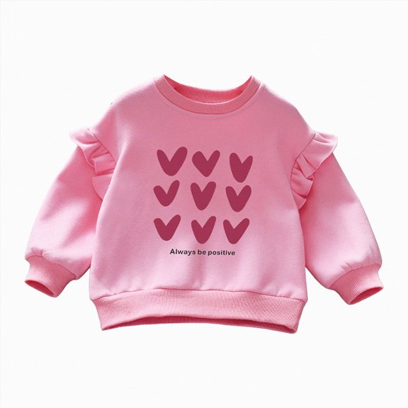 Gubotare Girl Crewneck Sweatshirts Little Girls Sweatshirts Long Sleeve Crewneck Pullover Toddler Kids Winter Warm Shirt Sweater Tops 5T 6T (Pink,5-6 Years)