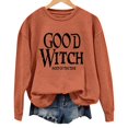 thumbnail image 4 of Certgust Women's Sweatshirts Under $10 Womens Good Witch Most Of The Time Lettered Halloween Print Pullover Neck Sweatshirt, 4 of 4