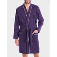 thumbnail image 1 of Men Contrast Binding Patched Detail Belted Sleep Robe, 1 of 5