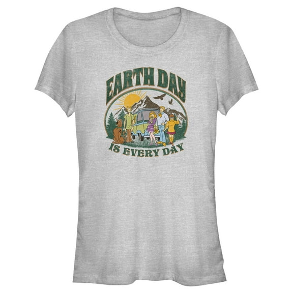 Junior's Scooby Doo Every Day Is Earth Day Mystery Gang Graphic Tee Athletic Heather Small