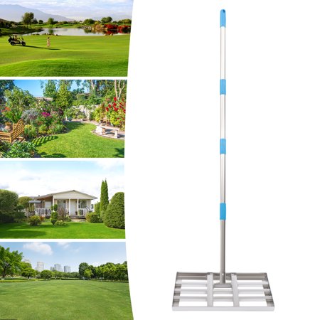 20"x10" Stainless Steel Lawn Level Rake for lawn care, Lawn Leveler Tool with Upgrade Telescoping Handle for Level Soil or Dirt Ground Surfaces