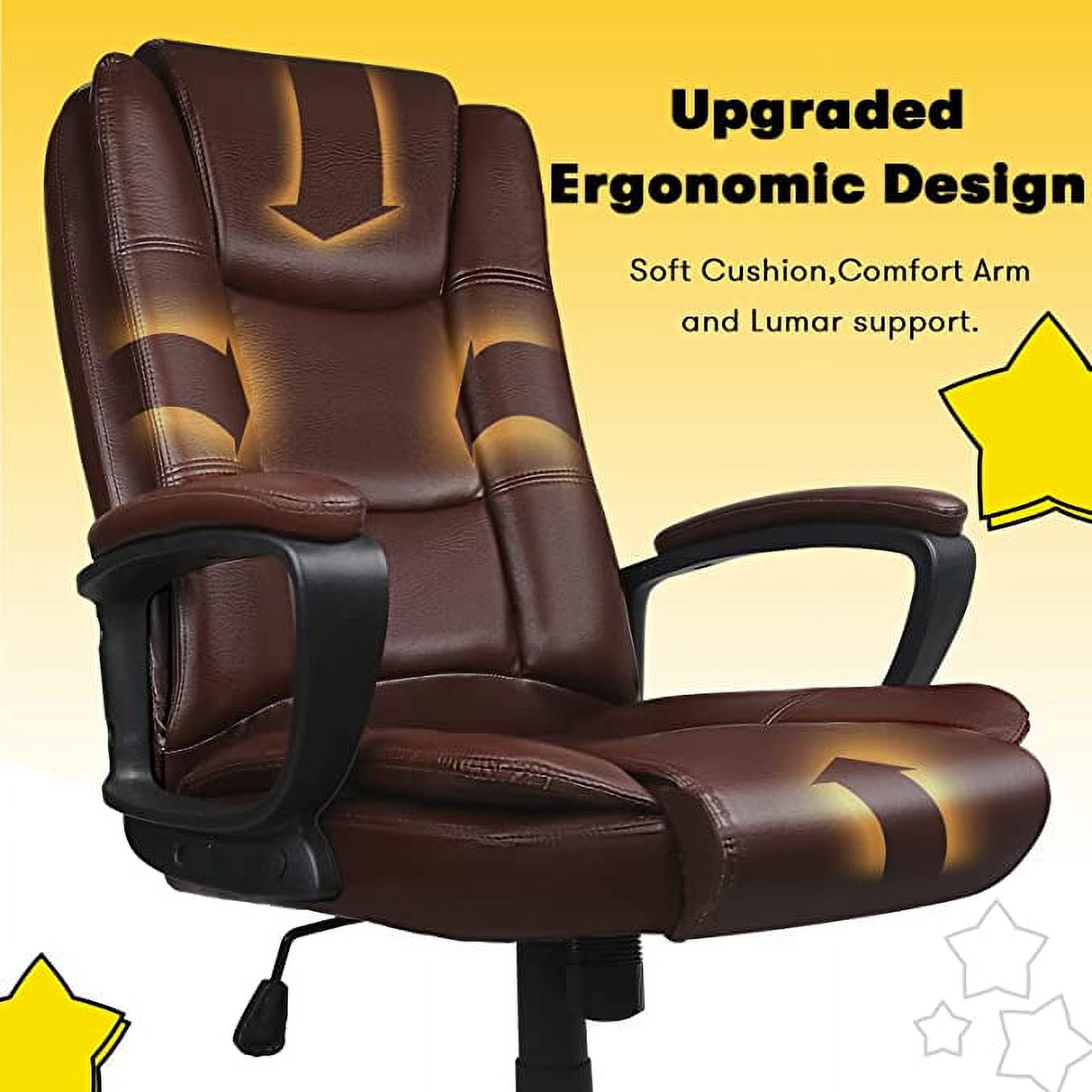 Vitesse Home Office Chair, Big and Tall Chair 8 Hours Heavy Duty Design, Ergonomic High Back Cushion Lumbar Back Support, Computer Desk Chair, , Adjustable Executive Leather Chair With Arms (Brown) - image 2 of 7