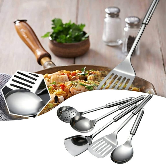 Clearance Tableware under $10,5Pcs/set Stainless Kitchen Cooking Tools Utensil Set Spatula Spoon