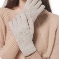 thumbnail image 3 of Vintage Solid Color Argyle Pattern Knitted Glove Women Cycling Touchscreen Glove, 3 of 12