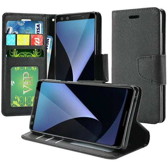 GSA Two Tone Folio Flip Wallet Case For Google Pixel 3 (Black)
