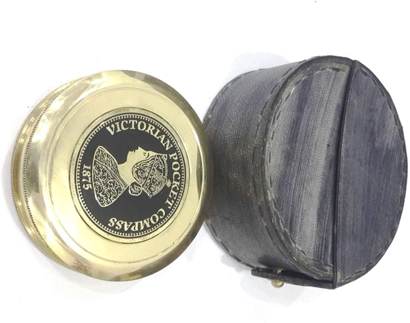 Nautical Maritime Victorian Brass Pocket Compass With leather Case ...