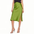 thumbnail image 2 of HGIEYS Women High Waist Silky Satin Midi Skirt Elastic Waist A Line Skirt with Slit, 2 of 6