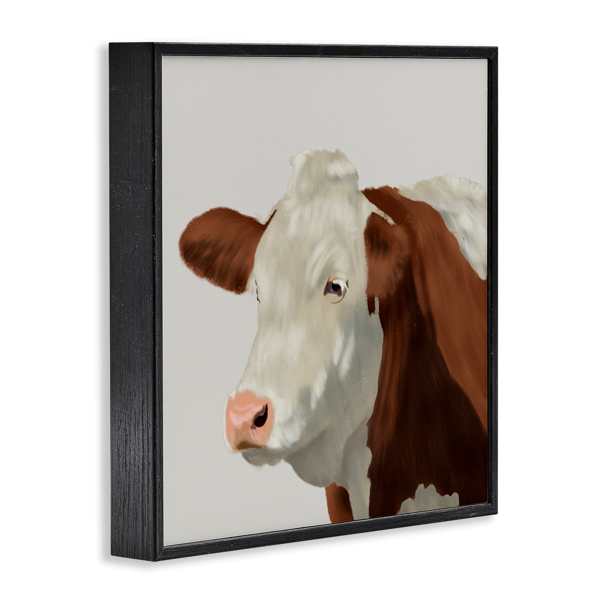 Stupell Industries Farm Friend Cow Portrait Black Framed Giclee Art, design by Marcus Prime