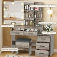 thumbnail image 5 of Ktaxon Vanity Set with 3 Color Lighted Mirror & Charging Station, Makeup Table Dressing Table，Gray, 5 of 9