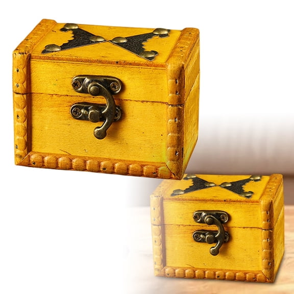 Vintage Wooden Treasure Chest - Decorative Jewelry & Keepsake Storage Box with Antique Lock for Home Decor, Collectibles & Gifts
