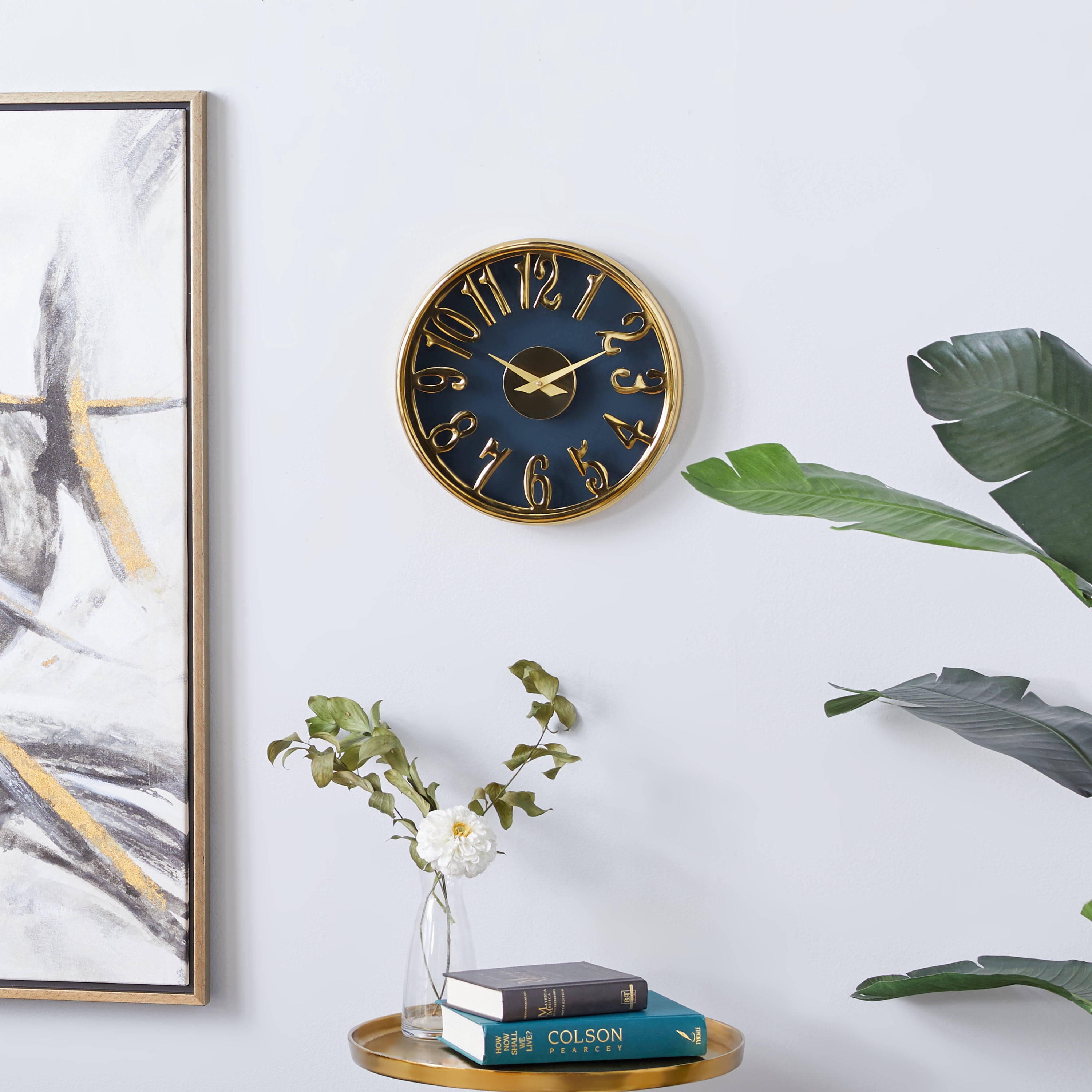 DecMode 12 In. Blue Coastal Wall Clock