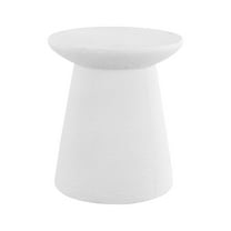 Hollie 18" Minimalist Modern Drum Accent Table Pedestal, White Frosted