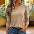 thumbnail image 2 of PBFRDSJ Women's Crew Neck Stripe Blouse, Long Sleeve Textured Casual Top, Relaxed Fit Daily Wear Shirt, Sizes S-5XL, 2 of 6