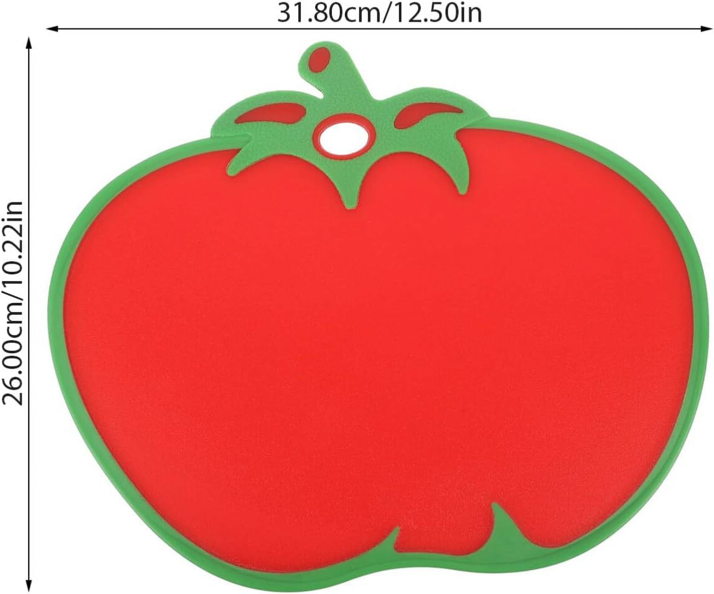 ABPETE Tomato Shaped Cutting Board Plastic Kitchen Food Chopping Board Creative Fruit Cooking Mat for Veggies Cheese Fruit Meat Fish 31.80X26cm