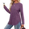 thumbnail image 2 of FUNING  Long Sleeve Shirts for Women Tunic Tops for Women Loose Fit Dressy Crew Neck Pullover Basic Sweaters for Women 2025, 2 of 6