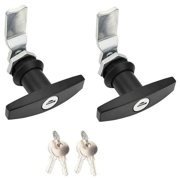 T-Handle Door Lock Truck Cap Locking with 2 Keys for Most of Truck Cap Toppers Tops Black