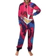 thumbnail image 2 of Hazbin Hotel Men's Hooded Jumpsuit - Zip Up One Piece Pajamas Soft Cozy Winter Warm Plush Loungewear, 2 of 8