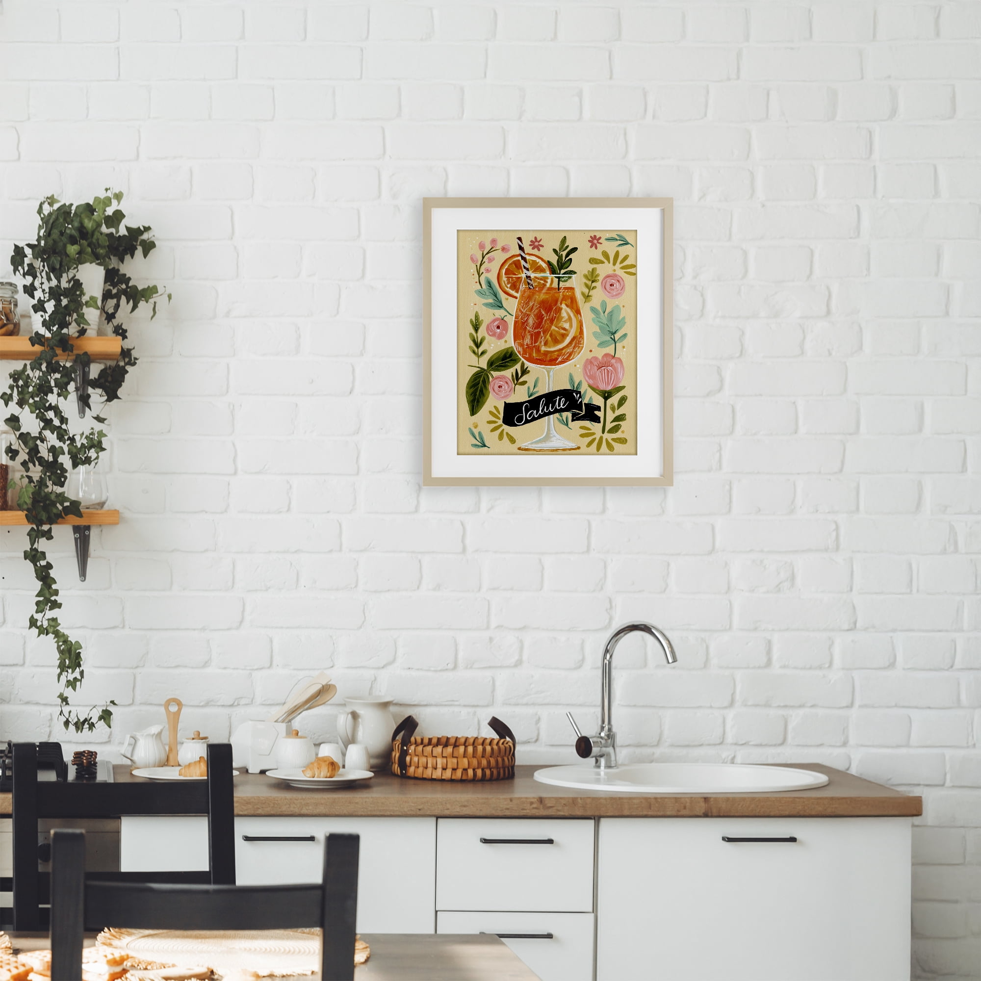 Stupell Industries Salute Citrus Cocktail Birch Framed Print Under Glass, design by Yen