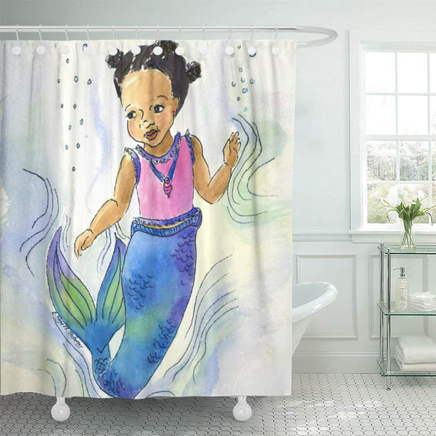 Nubian Shower Curtain 60x72 Inch, Shower Curtain With Little Black Girl
