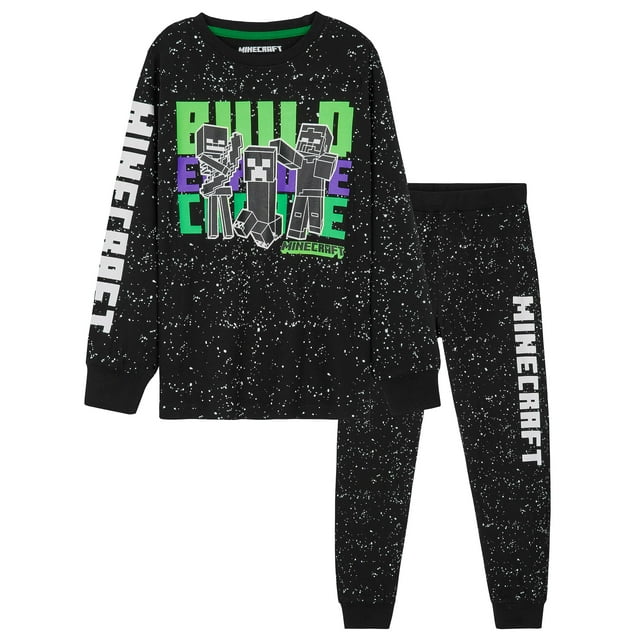Conjunto de pijama Minecraft para niños de 5 a 14 años, color negro