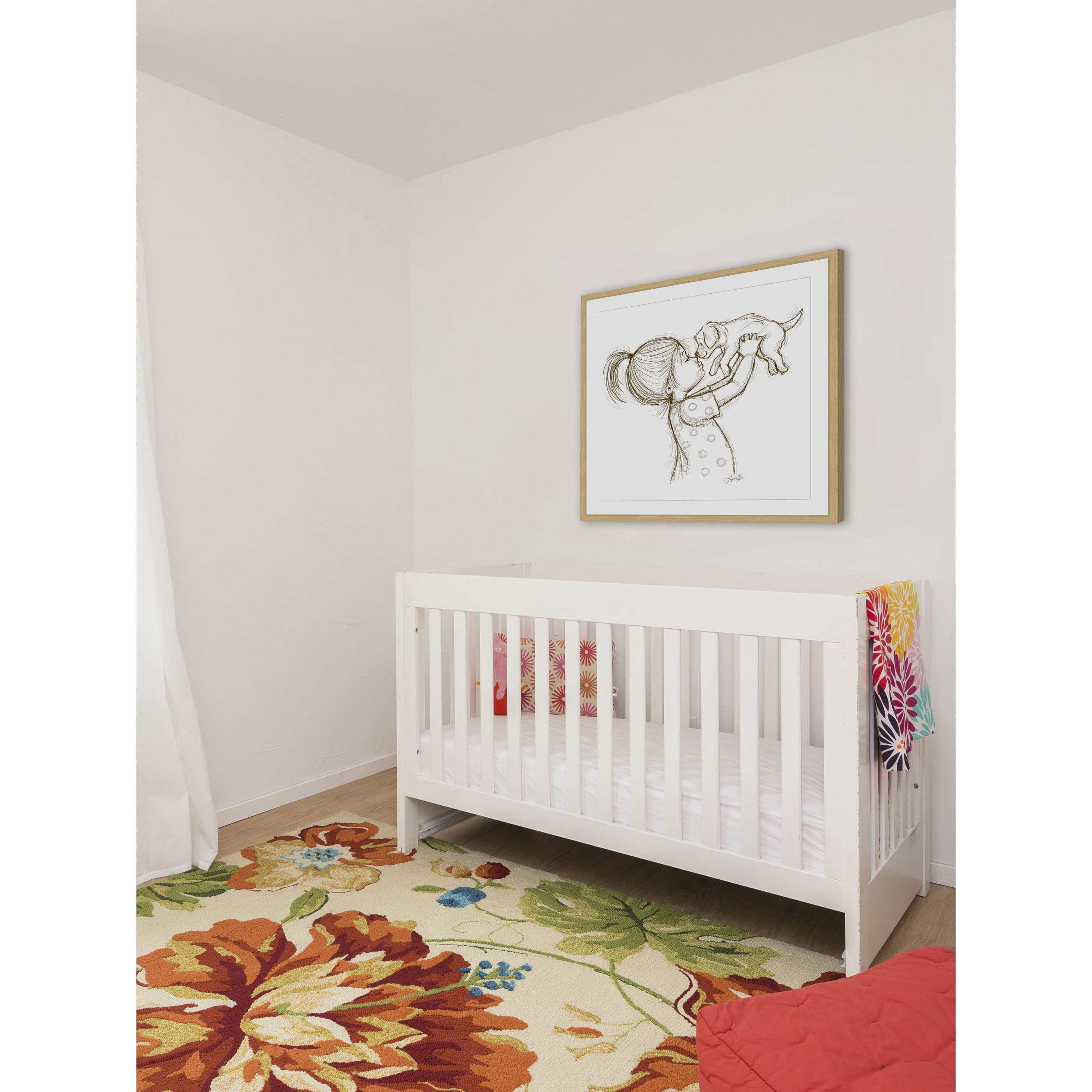 Marmont Hill "Girl Loves Puppy" By Phyllis Harris Framed Painting Art Print, 32.0" x 1.5"