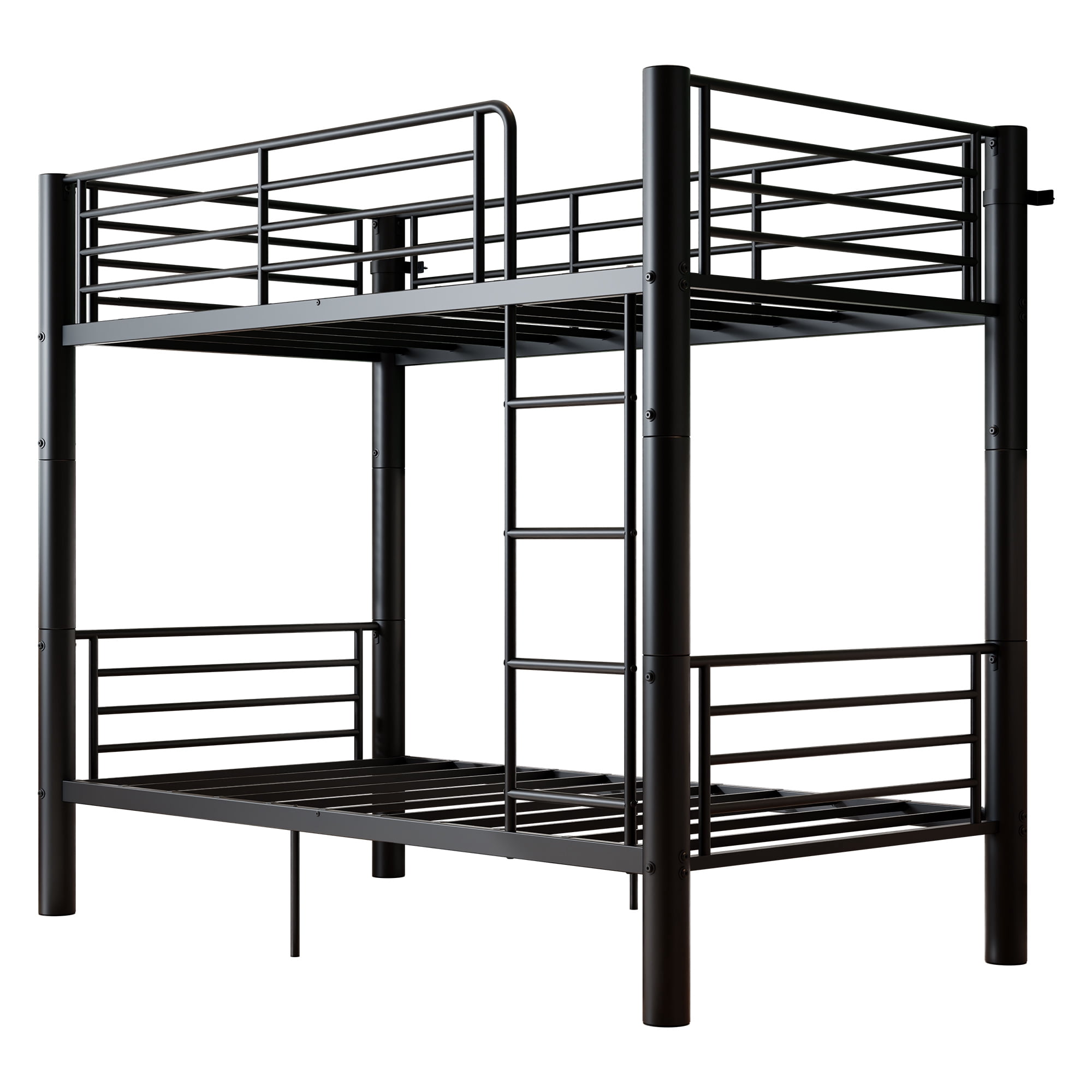 Alvantor Convertible Twin over Twin Metal Bunk Bed with 2" Steel Tube Frame, Black